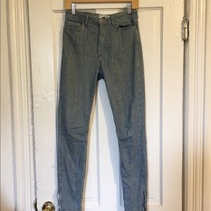 DONATED -Stretchy Pinstripe Jeans with Ankle-Zip